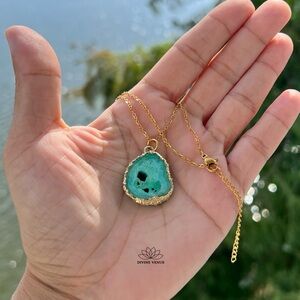 Green Agate Slice Necklace – One of a Kind 💚 Handmade With Love